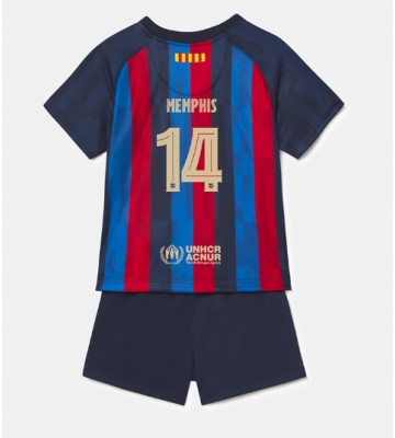 Barcelona Memphis Depay #14 Hjemmedraktsett Barn 2022-23 Kortermet (+ Korte bukser)